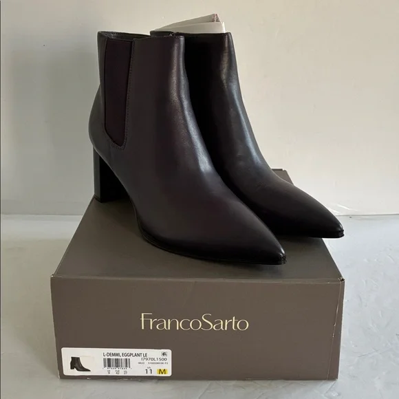Franco Sarto LEATHER Demmi Pointed Toe Chelsea Ankle Chunky Heel Boot Size 11 - Picture 13 of 13